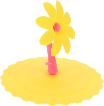 1pc Light Yellow Chrysanthemum Silicone Cup Lid Cover Leak Design Creative Flower Shape for Drinks for Family Friends