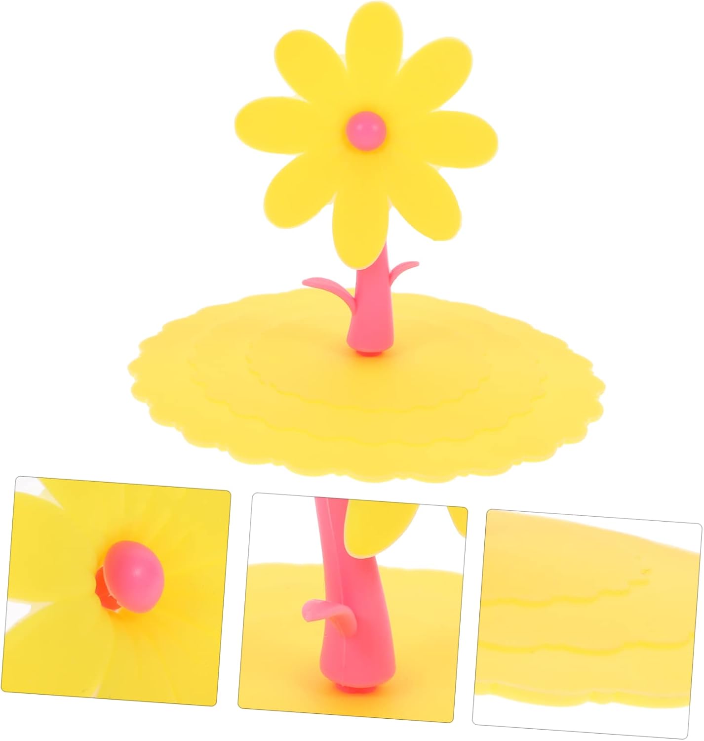 1pc Light Yellow Chrysanthemum Silicone Cup Lid Cover Leak Design Creative Flower Shape for Drinks for Family Friends