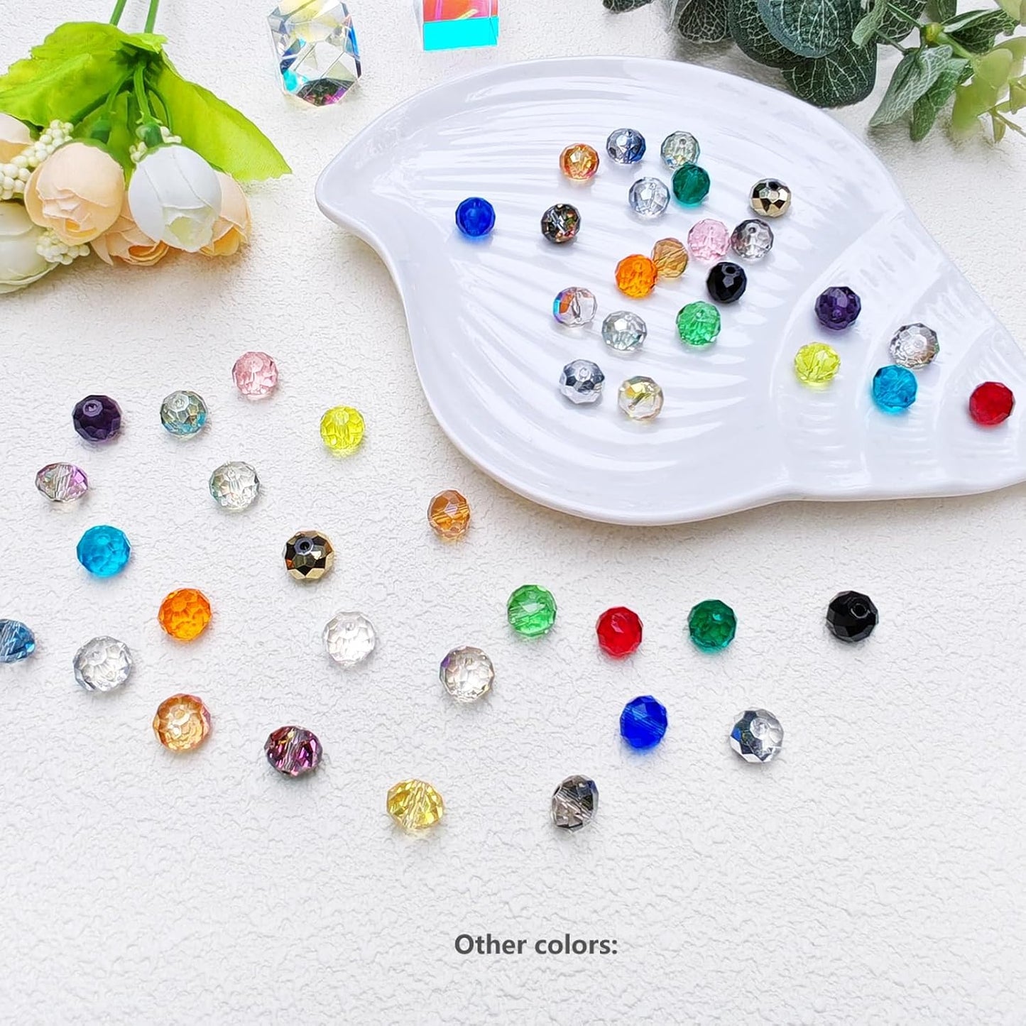 4mm Gold Champagne Rondelle Glass Beads for Jewelry Making AB Colour 1200pcs Faceted Briolette Shape Crytal Spacer Beads Assortments Supplies Accessories for Bracelet Necklace for Wholesale