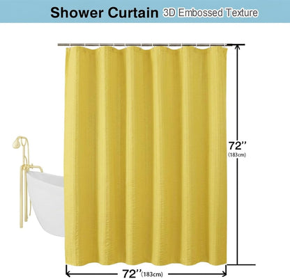 Moga Lemon Yellow Fabric Shower Curtains for Bathroom - Hotel Spa Polyester Cloth Bath Curtain with 12 Holes, 72x72, Machine Washable, Lemon Yellow
