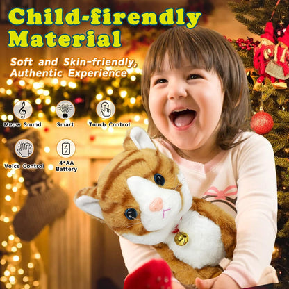 Upgraded Talking Robot Cat Interactive Plush Electronic Toy Yellow | Upgraded talking electronic pet with sound control response. Soft fluffy plush kitten designed for endless interactive play.