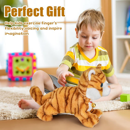 Upgraded Talking Robot Cat Interactive Plush Electronic Toy Yellow | Upgraded talking electronic pet with sound control response. Soft fluffy plush kitten designed for endless interactive play.
