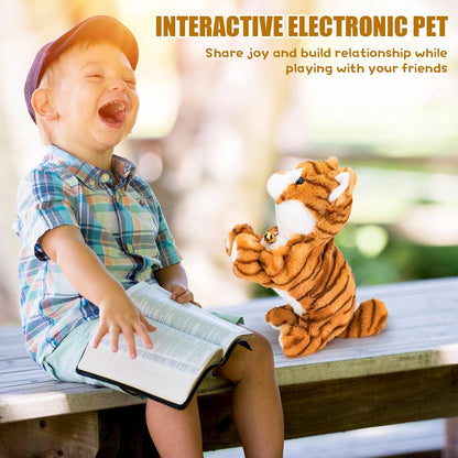 Upgraded Talking Robot Cat Interactive Plush Electronic Toy Yellow | Upgraded talking electronic pet with sound control response. Soft fluffy plush kitten designed for endless interactive play.
