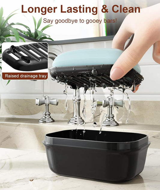 Leakproof Soap Dish with Lid & Draining Layer, Shatterproof Travel Bar Soap Holder Case Container, Portable Travel Size Toiletries Essentials for Camping, Gym, Bathroom, Yellow