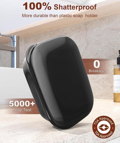 Leakproof Soap Dish with Lid & Draining Layer, Shatterproof Travel Bar Soap Holder Case Container, Portable Travel Size Toiletries Essentials for Camping, Gym, Bathroom, Yellow
