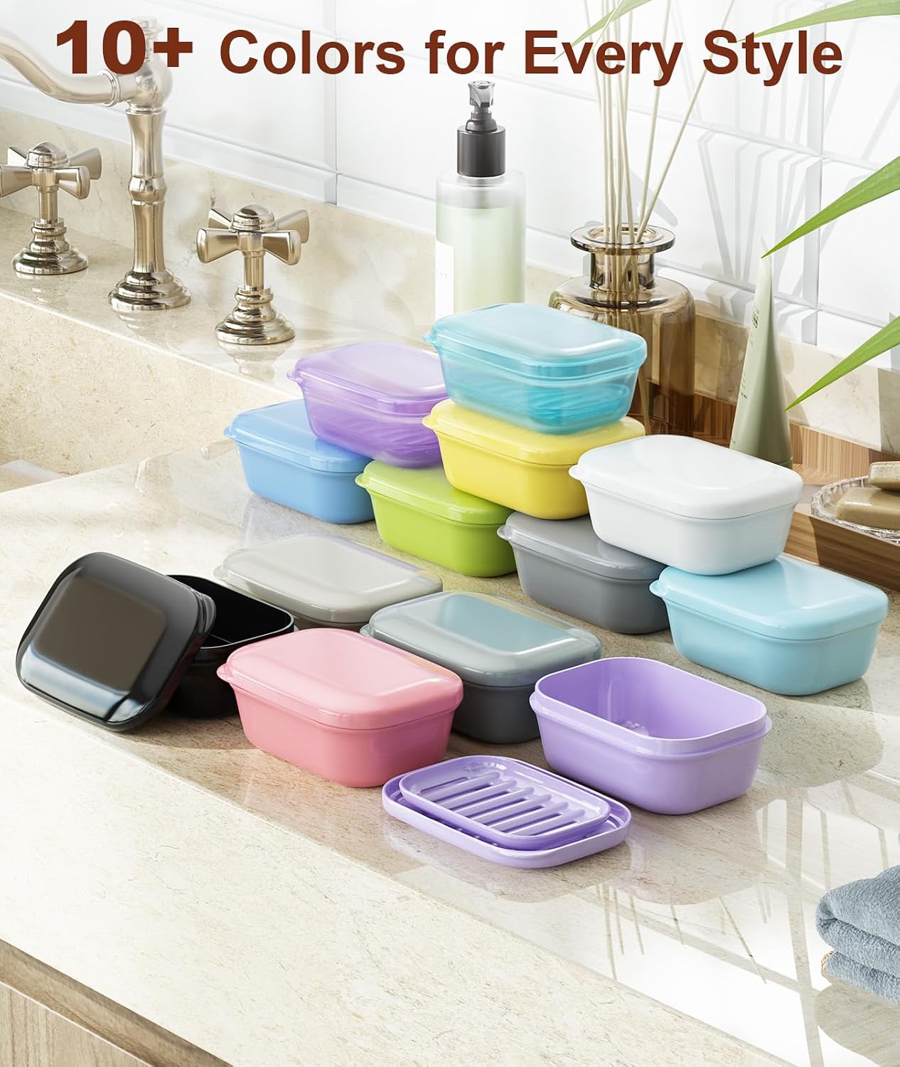 Leakproof Soap Dish with Lid & Draining Layer, Shatterproof Travel Bar Soap Holder Case Container, Portable Travel Size Toiletries Essentials for Camping, Gym, Bathroom, Yellow