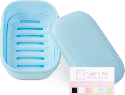 Leakproof Soap Dish with Lid & Draining Layer, Shatterproof Travel Bar Soap Holder Case Container, Portable Travel Size Toiletries Essentials for Camping, Gym, Bathroom, Yellow