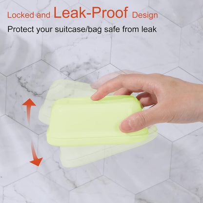 Leakproof Soap Dish with Lid & Draining Layer, Shatterproof Travel Bar Soap Holder Case Container, Portable Travel Size Toiletries Essentials for Camping, Gym, Bathroom, Yellow