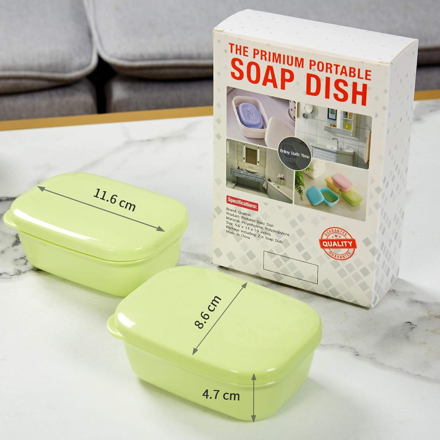 Leakproof Soap Dish with Lid & Draining Layer, Shatterproof Travel Bar Soap Holder Case Container, Portable Travel Size Toiletries Essentials for Camping, Gym, Bathroom, Yellow
