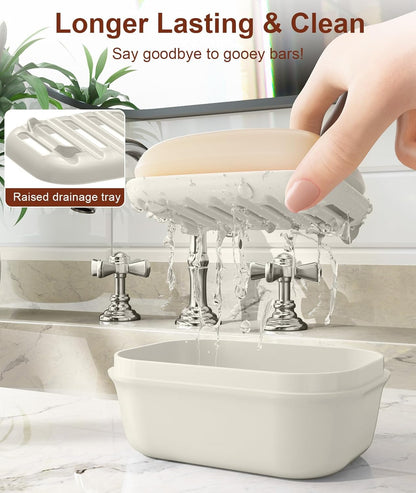 Leakproof Soap Dish with Lid & Draining Layer, Shatterproof Travel Bar Soap Holder Case Container, Portable Travel Size Toiletries Essentials for Camping, Gym, Bathroom, Yellow