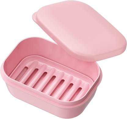 Leakproof Soap Dish with Lid & Draining Layer, Shatterproof Travel Bar Soap Holder Case Container, Portable Travel Size Toiletries Essentials for Camping, Gym, Bathroom, Yellow