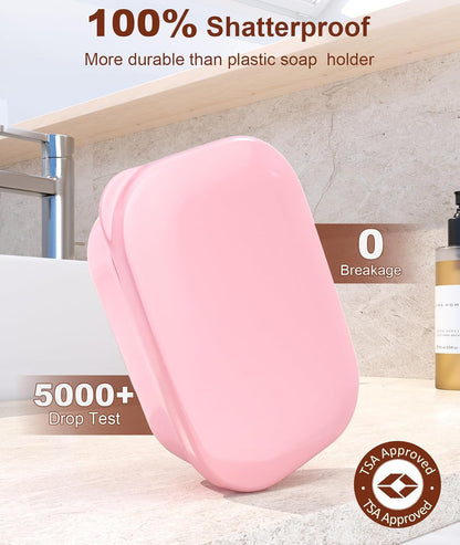 Leakproof Soap Dish with Lid & Draining Layer, Shatterproof Travel Bar Soap Holder Case Container, Portable Travel Size Toiletries Essentials for Camping, Gym, Bathroom, Yellow