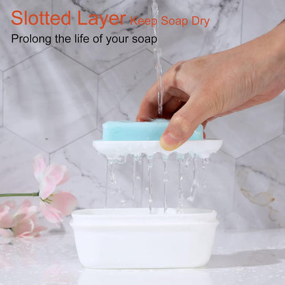 Leakproof Soap Dish with Lid & Draining Layer, Shatterproof Travel Bar Soap Holder Case Container, Portable Travel Size Toiletries Essentials for Camping, Gym, Bathroom, Yellow
