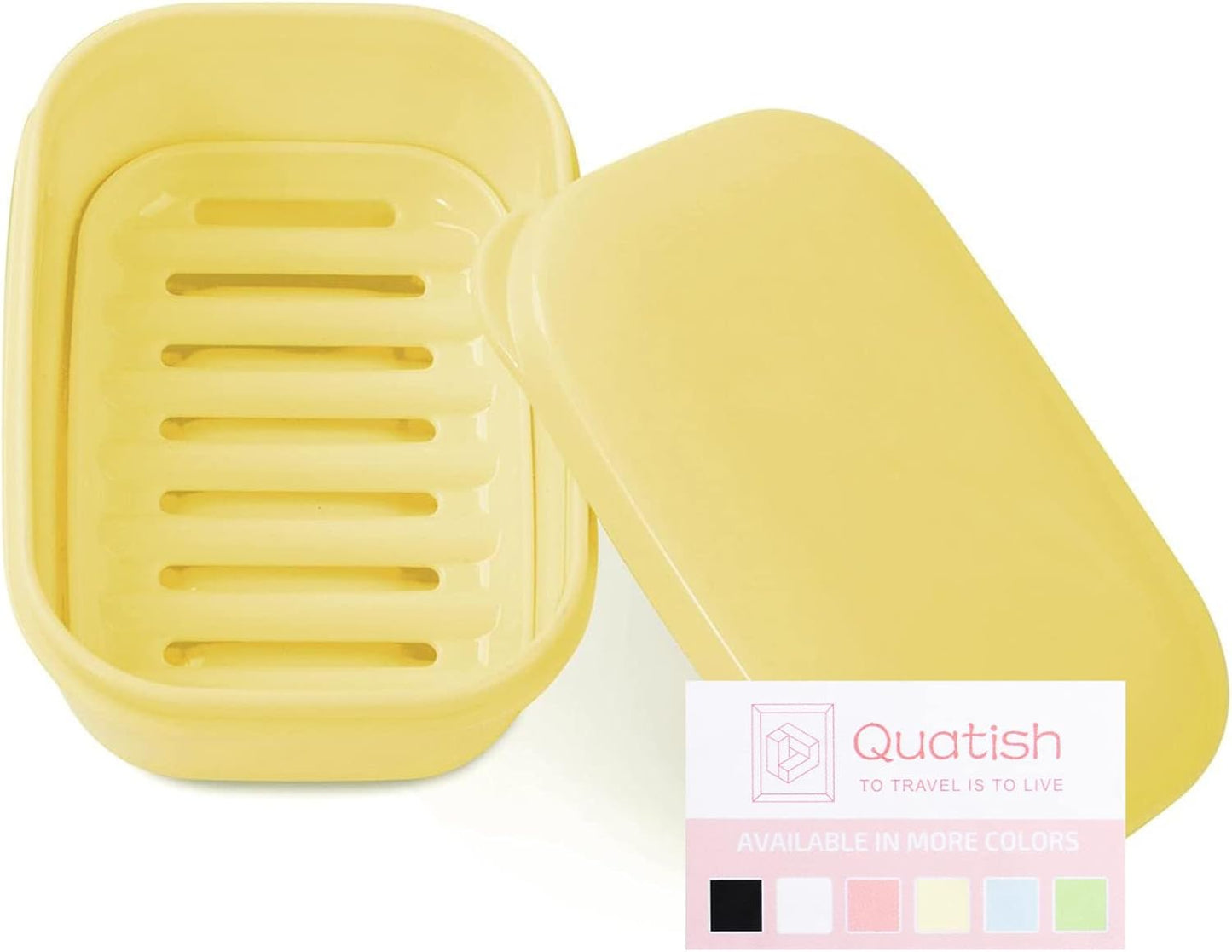 Leakproof Soap Dish with Lid & Draining Layer, Shatterproof Travel Bar Soap Holder Case Container, Portable Travel Size Toiletries Essentials for Camping, Gym, Bathroom, Yellow