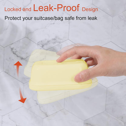Leakproof Soap Dish with Lid & Draining Layer, Shatterproof Travel Bar Soap Holder Case Container, Portable Travel Size Toiletries Essentials for Camping, Gym, Bathroom, Yellow