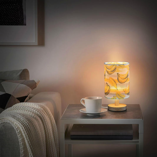 Bedside Table Lamp Lines Yellow Banana Kids Nightstand Lamp Night Light Fabric Shade for Bedroom Living Room Home Office