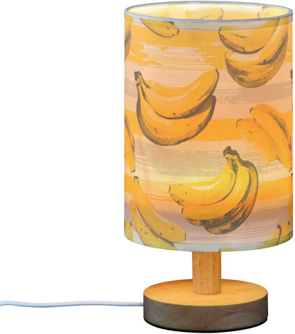 Bedside Table Lamp Lines Yellow Banana Kids Nightstand Lamp Night Light Fabric Shade for Bedroom Living Room Home Office