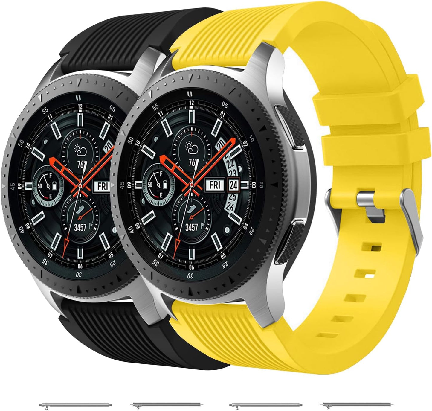 for Samsung Galaxy Watch 46mm Bands, Galaxy Watch 3 45mm, Gear S3 Classic, Gear S3 Frontier, 22mm Silicone Band for Women Men 2 Pack