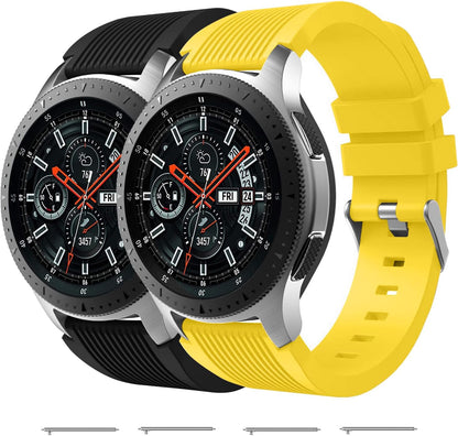 for Samsung Galaxy Watch 46mm Bands, Galaxy Watch 3 45mm, Gear S3 Classic, Gear S3 Frontier, 22mm Silicone Band for Women Men 2 Pack