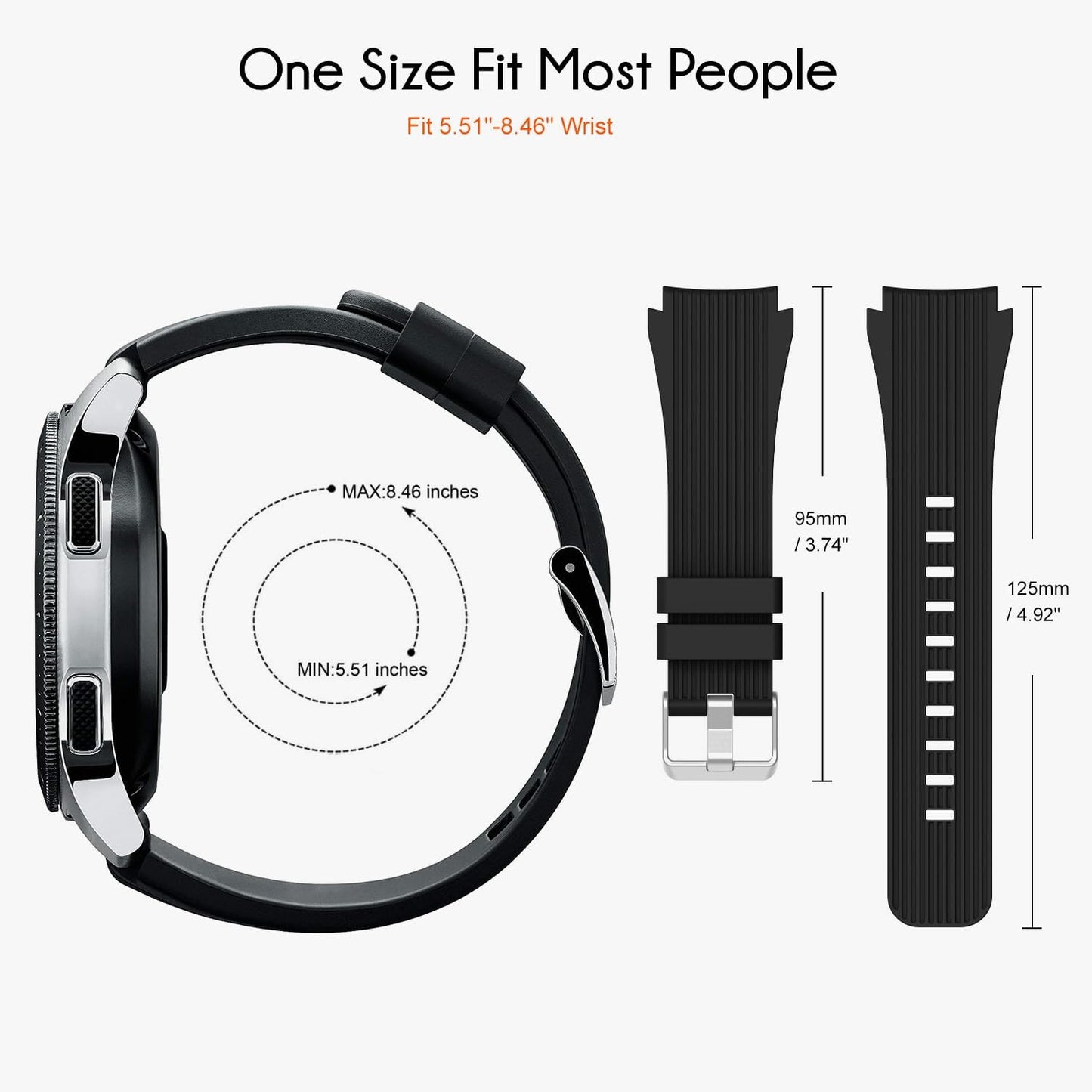 for Samsung Galaxy Watch 46mm Bands, Galaxy Watch 3 45mm, Gear S3 Classic, Gear S3 Frontier, 22mm Silicone Band for Women Men 2 Pack