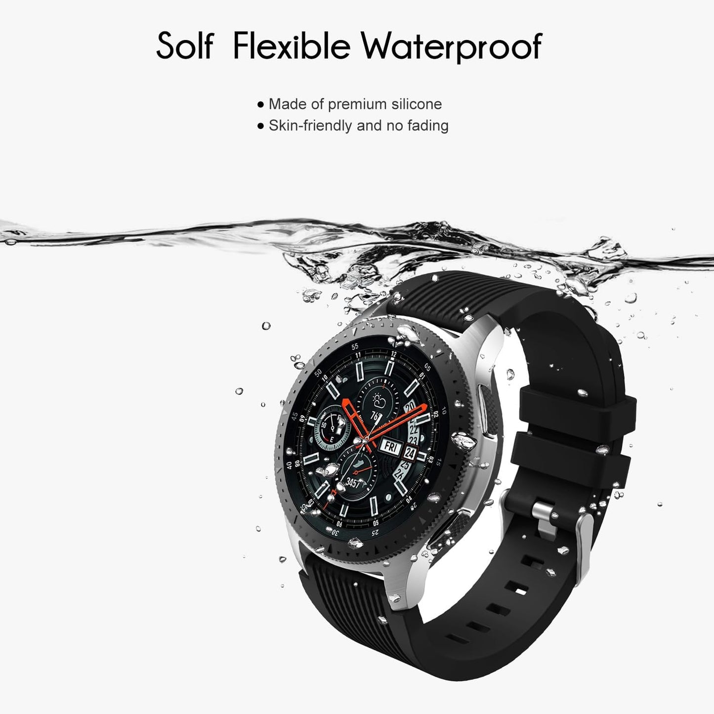for Samsung Galaxy Watch 46mm Bands, Galaxy Watch 3 45mm, Gear S3 Classic, Gear S3 Frontier, 22mm Silicone Band for Women Men 2 Pack