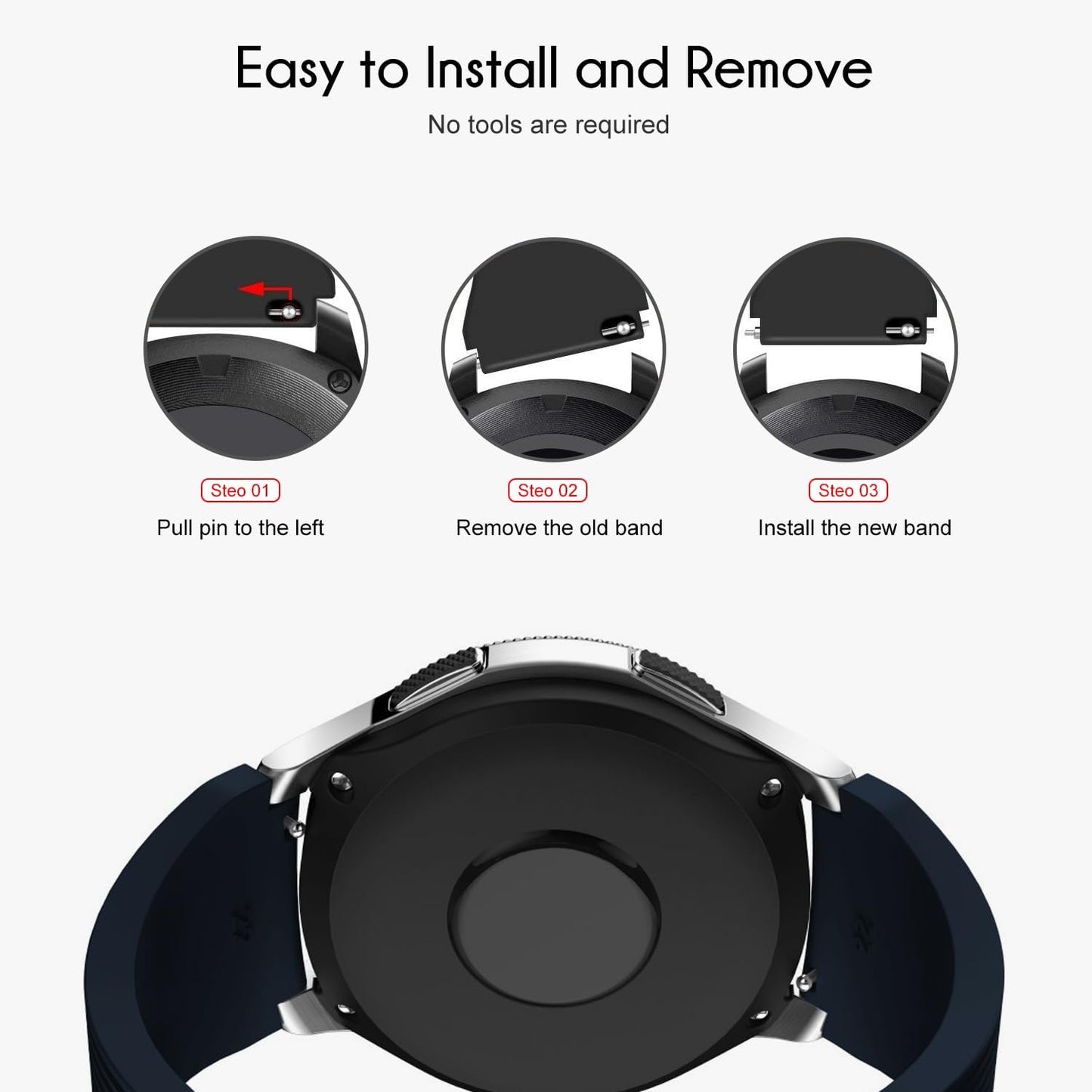 for Samsung Galaxy Watch 46mm Bands, Galaxy Watch 3 45mm, Gear S3 Classic, Gear S3 Frontier, 22mm Silicone Band for Women Men 2 Pack