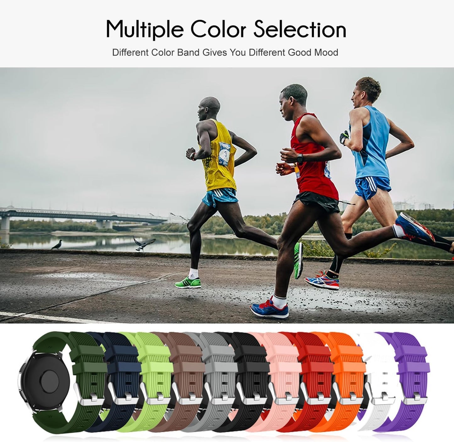 for Samsung Galaxy Watch 46mm Bands, Galaxy Watch 3 45mm, Gear S3 Classic, Gear S3 Frontier, 22mm Silicone Band for Women Men 2 Pack