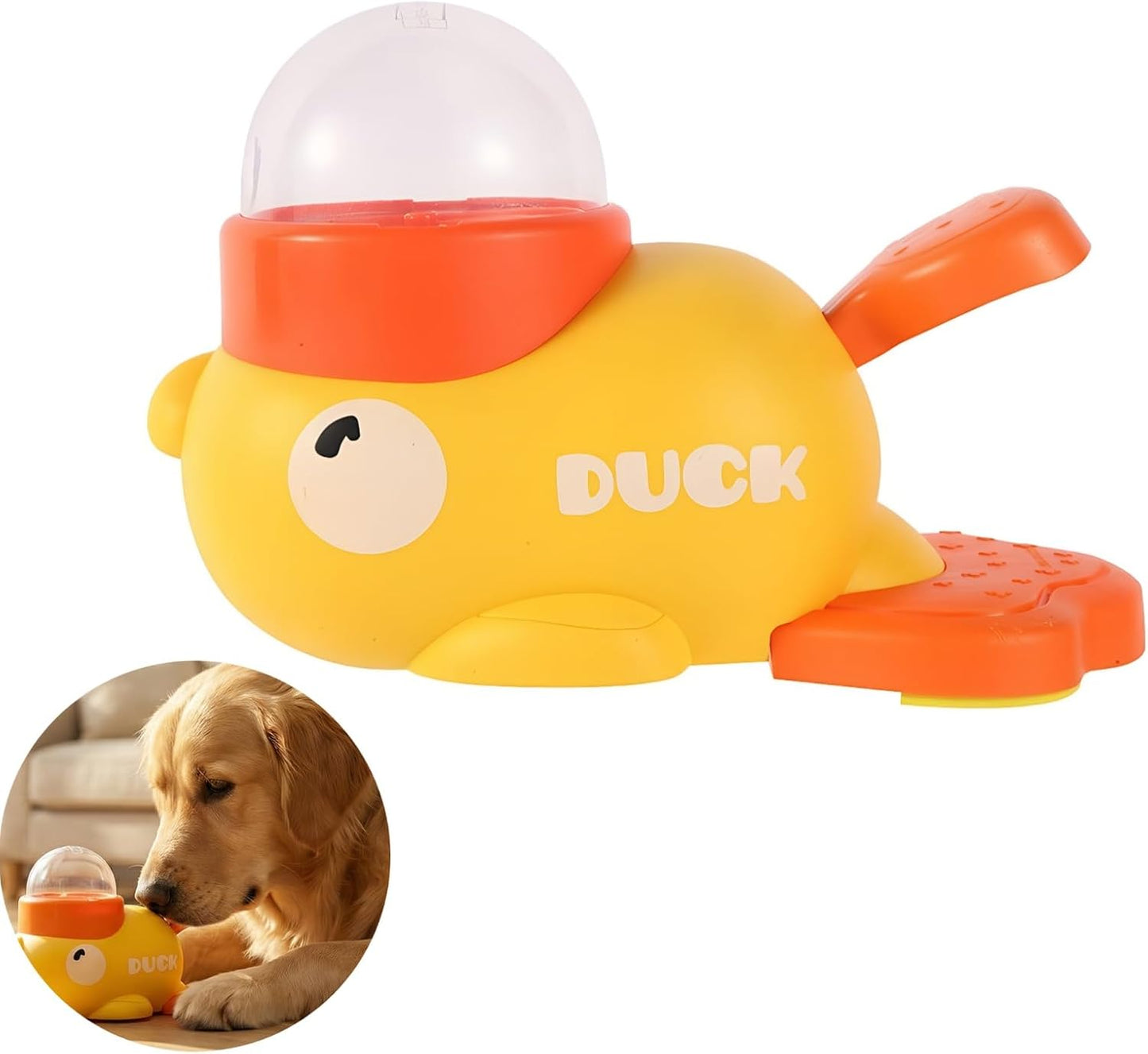 Duck-Shaped Interactive Treat Dispenser Toy for Dogs & Cats - Mental Stimulation Puzzle Feeder, Slow Eating Food Dispenser to Reduce Boredom & Bloating, for Small Medium Pets (Yellow)