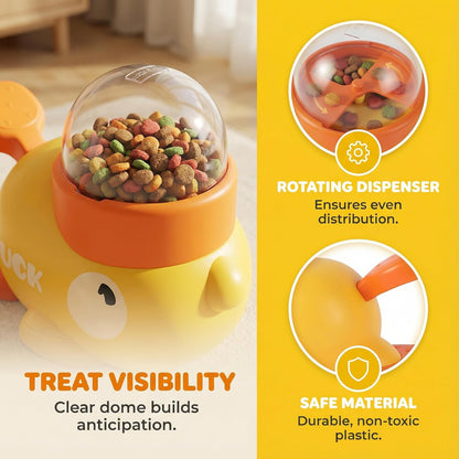 Duck-Shaped Interactive Treat Dispenser Toy for Dogs & Cats - Mental Stimulation Puzzle Feeder, Slow Eating Food Dispenser to Reduce Boredom & Bloating, for Small Medium Pets (Yellow)