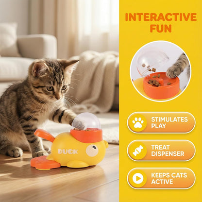 Duck-Shaped Interactive Treat Dispenser Toy for Dogs & Cats - Mental Stimulation Puzzle Feeder, Slow Eating Food Dispenser to Reduce Boredom & Bloating, for Small Medium Pets (Yellow)