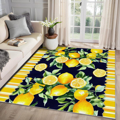 Lemon Rugs for Kitchen - 3x4 Area Rug - Lemon Home Decor - Tropical Fruit Rugs for Entryway - Summer Bright Botanical Door Mat - Washable Non Slip High Traffic Areas
