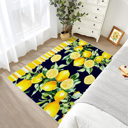 Lemon Rugs for Kitchen - 3x4 Area Rug - Lemon Home Decor - Tropical Fruit Rugs for Entryway - Summer Bright Botanical Door Mat - Washable Non Slip High Traffic Areas