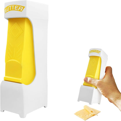 One-Click Butter Cutter, One-Click Butter Cutter with Stainless Steel Blade, Multi-Functional Cheese Splitter Butter Slicer Dispenser, Portable Butter Cutter Slicer for Single Stick, Yellow