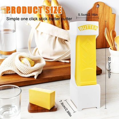One-Click Butter Cutter, One-Click Butter Cutter with Stainless Steel Blade, Multi-Functional Cheese Splitter Butter Slicer Dispenser, Portable Butter Cutter Slicer for Single Stick, Yellow