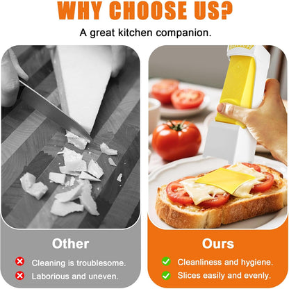 One-Click Butter Cutter, One-Click Butter Cutter with Stainless Steel Blade, Multi-Functional Cheese Splitter Butter Slicer Dispenser, Portable Butter Cutter Slicer for Single Stick, Yellow