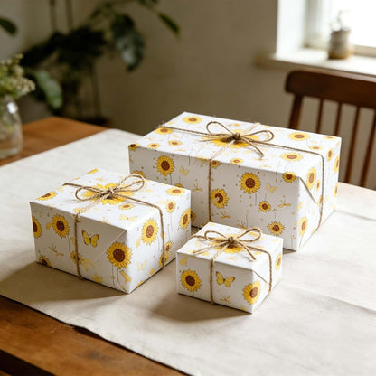 30 Sheets Floral Tissue Paper, 50x35cm/20x14in Printed Flower Pattern Wrapping Craft Paper Bulk for Birthday Packaging Party Decorations DIY Projects and Gift Bags (Sunflower Style)