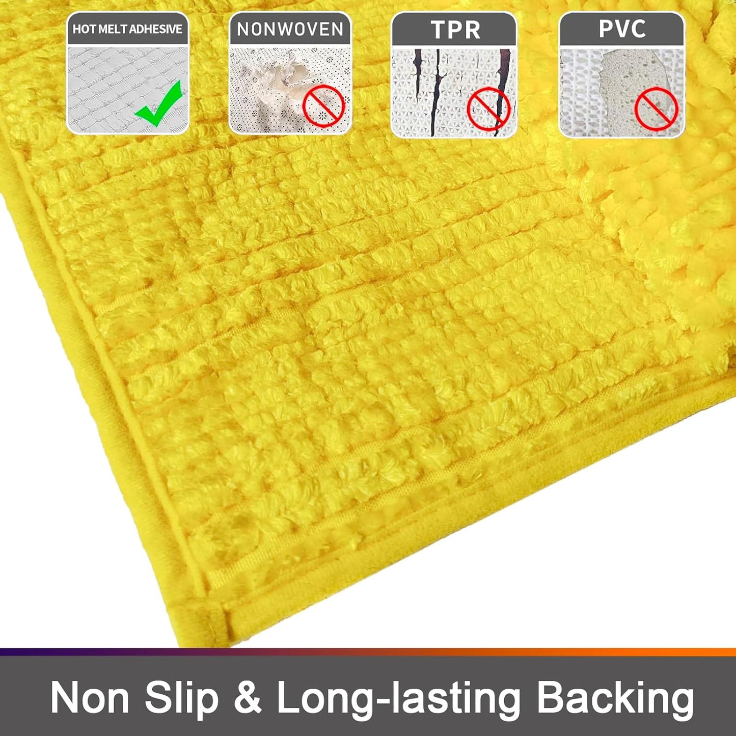 Yellow Bathroom Rugs Sets 2 Piece, Bath Mats for Bathroom Non Slip Washable, 31x20 and 24x16 Inches Luxury Shiny Chenille Bath Rugs, High Absorbent Water and Quick Dry