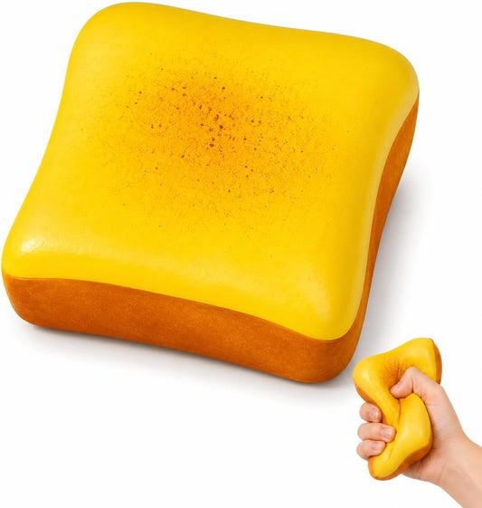 Slow Rising Bread Squishy Toy, Realistic Scented Toast Squeeze Toy, Soft Foam Sensory Fidget Toy for Stress Relief, Desk Decor, Party Favors and Stocking Stuffers for Teens and Adults (Yellow)