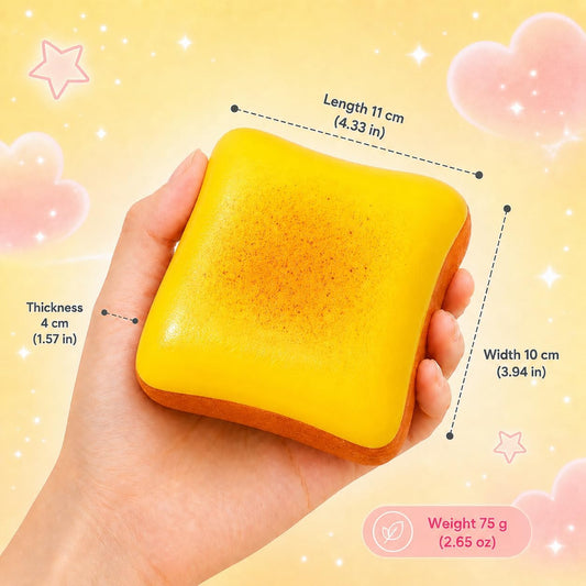 Slow Rising Bread Squishy Toy, Realistic Scented Toast Squeeze Toy, Soft Foam Sensory Fidget Toy for Stress Relief, Desk Decor, Party Favors and Stocking Stuffers for Teens and Adults (Yellow)