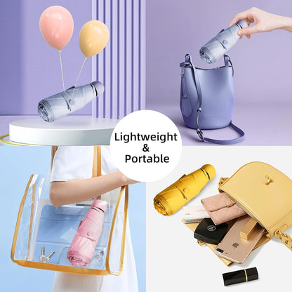 Travel Mini Compact Folding Umbrella with Case - UV Sun & Rain Protection, Lightweight Portable Pocket Umbrella for Women Men Kids, Fits Purse Backpack