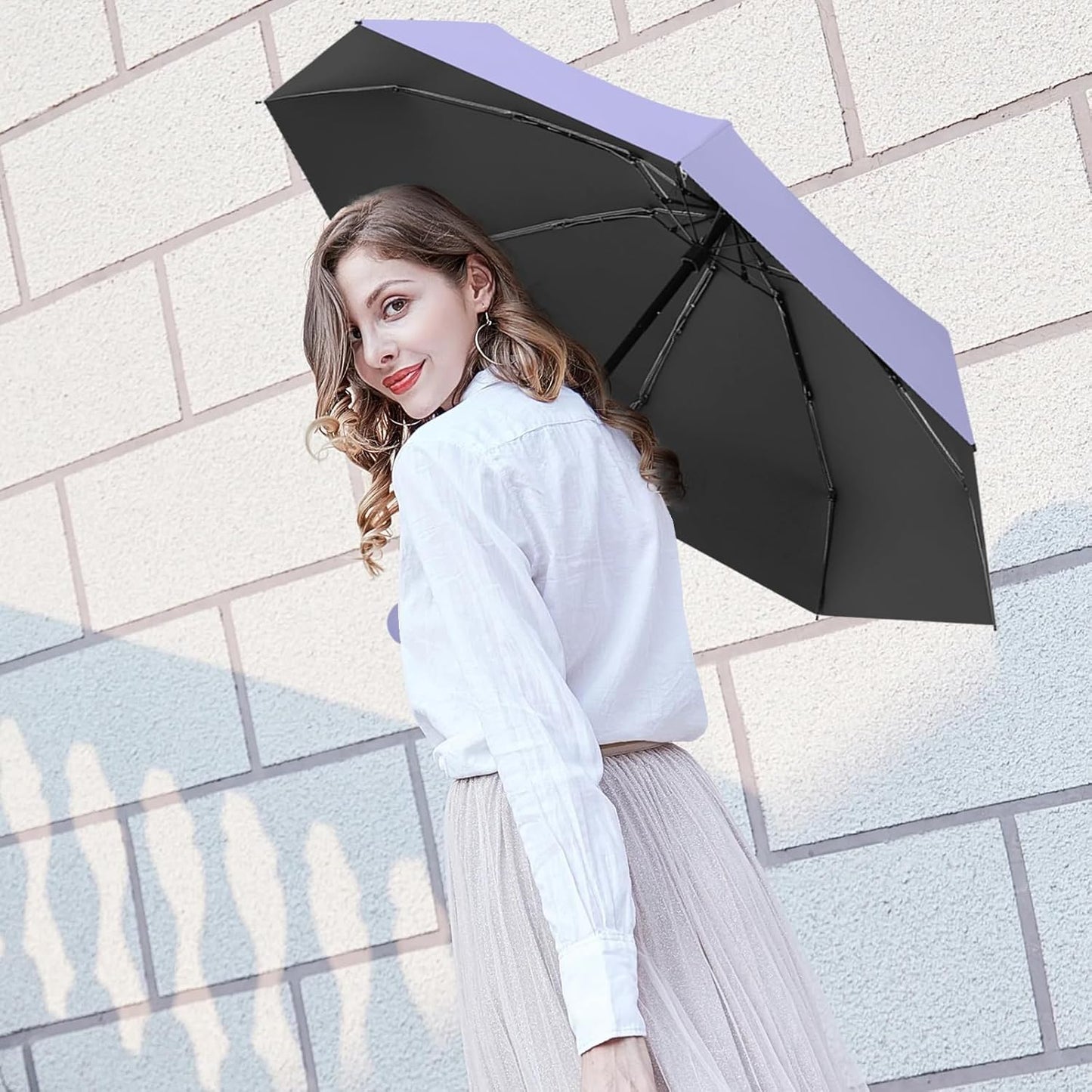 Travel Mini Compact Folding Umbrella with Case - UV Sun & Rain Protection, Lightweight Portable Pocket Umbrella for Women Men Kids, Fits Purse Backpack