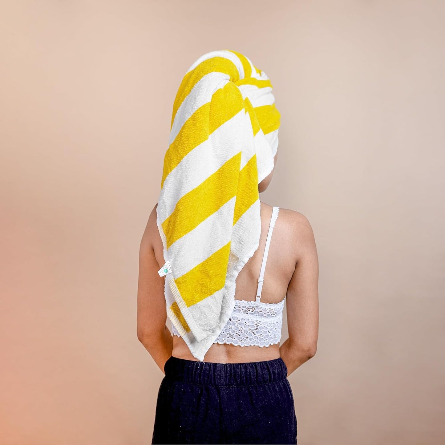Cotton Beach Towel (Pack of 4, 30"x60") - Oversized Beach Cabana Striped Towels - Quick Dry & Absorbent Towels for Bathroom, Travel, Pool, Spa, Bath, Vacation, Home, Swim (Lemon Yellow)