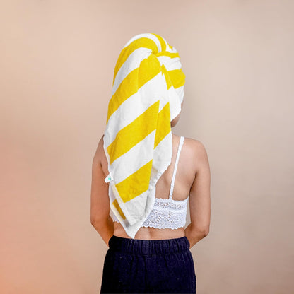 Cotton Beach Towel (Pack of 4, 30"x60") - Oversized Beach Cabana Striped Towels - Quick Dry & Absorbent Towels for Bathroom, Travel, Pool, Spa, Bath, Vacation, Home, Swim (Lemon Yellow)