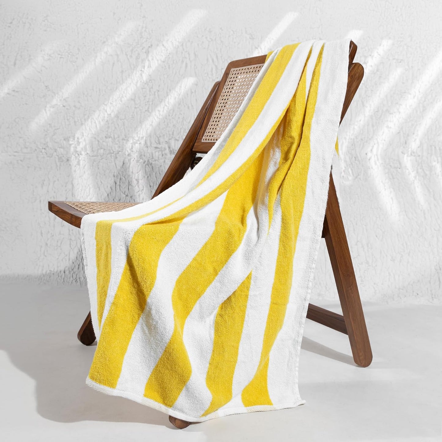 Cotton Beach Towel (Pack of 4, 30"x60") - Oversized Beach Cabana Striped Towels - Quick Dry & Absorbent Towels for Bathroom, Travel, Pool, Spa, Bath, Vacation, Home, Swim (Lemon Yellow)