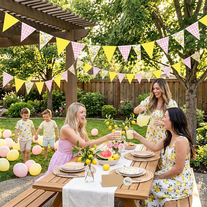 Lemon Garlands Lemon Party Decorations Lemon Rose Pennant Banner Summer Lemons Hanging Triangle Flags for Lemons Themed Birthday Wedding Bridal Shower Engagement Baby Shower Decor