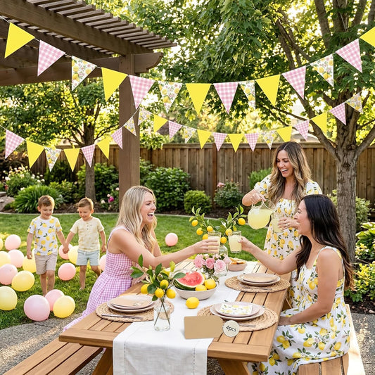 Lemon Garlands Lemon Party Decorations Lemon Rose Pennant Banner Summer Lemons Hanging Triangle Flags for Lemons Themed Birthday Wedding Bridal Shower Engagement Baby Shower Decor