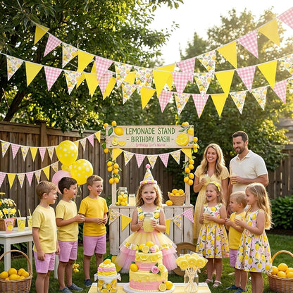 Lemon Garlands Lemon Party Decorations Lemon Rose Pennant Banner Summer Lemons Hanging Triangle Flags for Lemons Themed Birthday Wedding Bridal Shower Engagement Baby Shower Decor