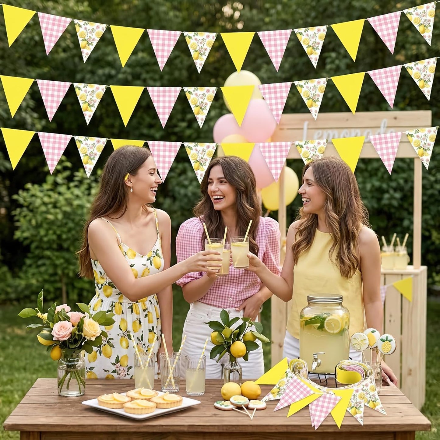 Lemon Garlands Lemon Party Decorations Lemon Rose Pennant Banner Summer Lemons Hanging Triangle Flags for Lemons Themed Birthday Wedding Bridal Shower Engagement Baby Shower Decor