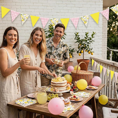 Lemon Garlands Lemon Party Decorations Lemon Rose Pennant Banner Summer Lemons Hanging Triangle Flags for Lemons Themed Birthday Wedding Bridal Shower Engagement Baby Shower Decor