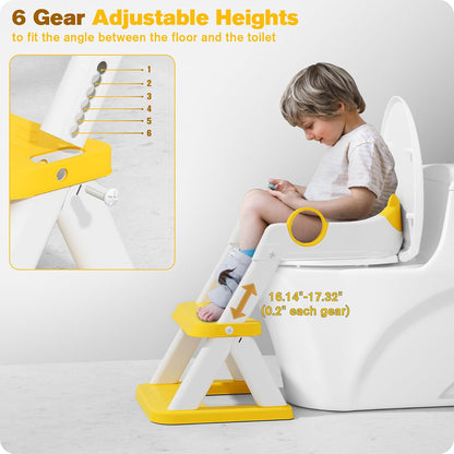 Potty Training Seat, Upgrade Toddler Toilet Seat for Kids Boys Girls, 2 in 1 Potty Training Toilet, Splash Guard Anti-Slip Pad Step Stool(Yellow)